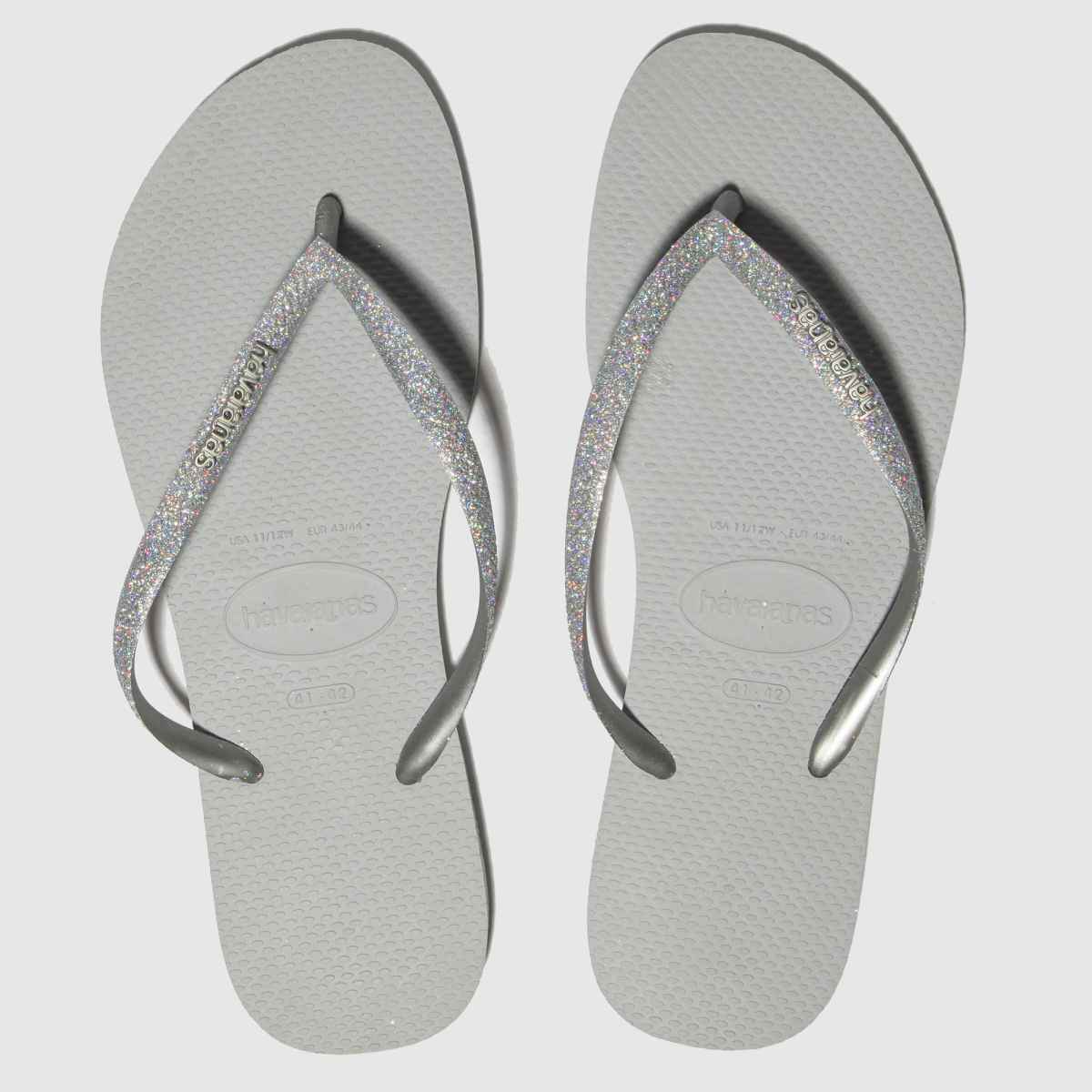 Womens Grey Havaianas Slim Glitter Sandals | schuh