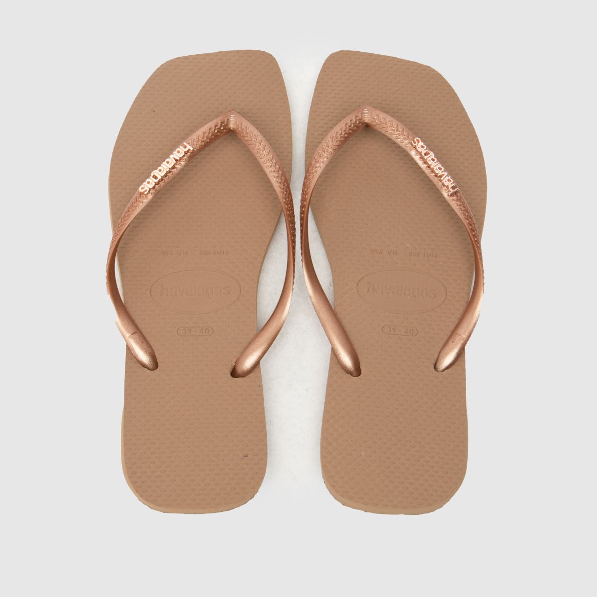 Womens Rose Gold Havaianas Slim Square Logo Metallic Sandals schuh