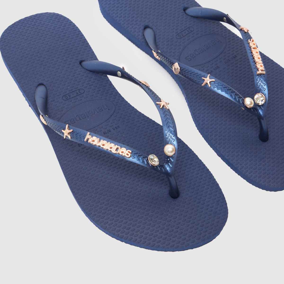 Womens Navy Havaianas Luxury Aqua Slim Sandals schuh