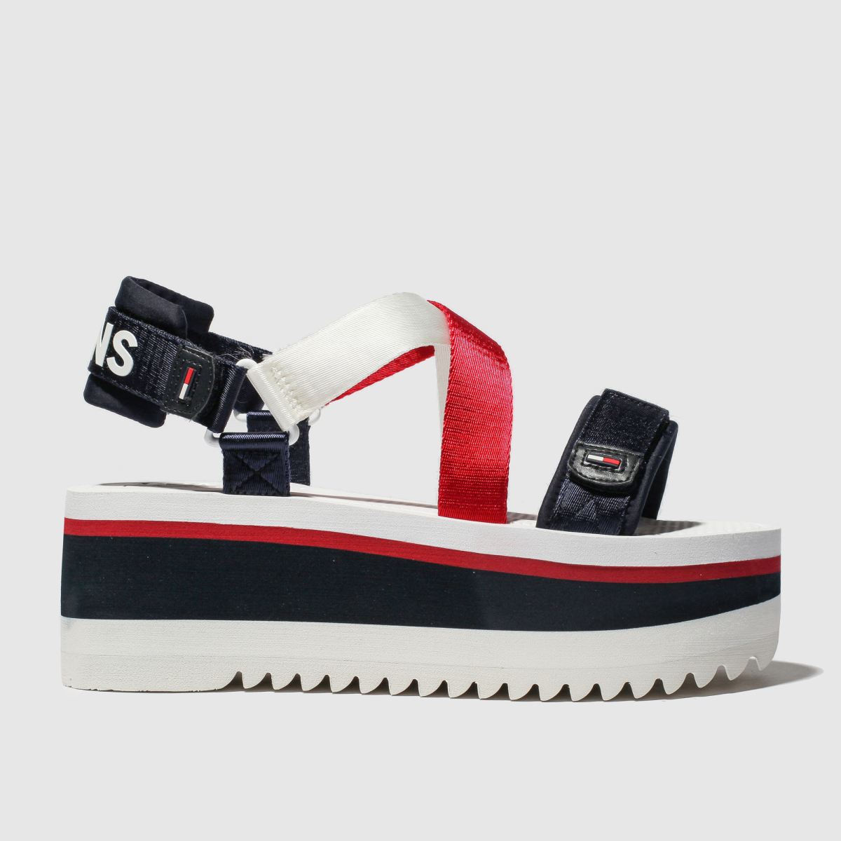 Tommy Hilfiger White & Navy Tj Sporty Neoprene Flatform Sandals - ShoeFreak