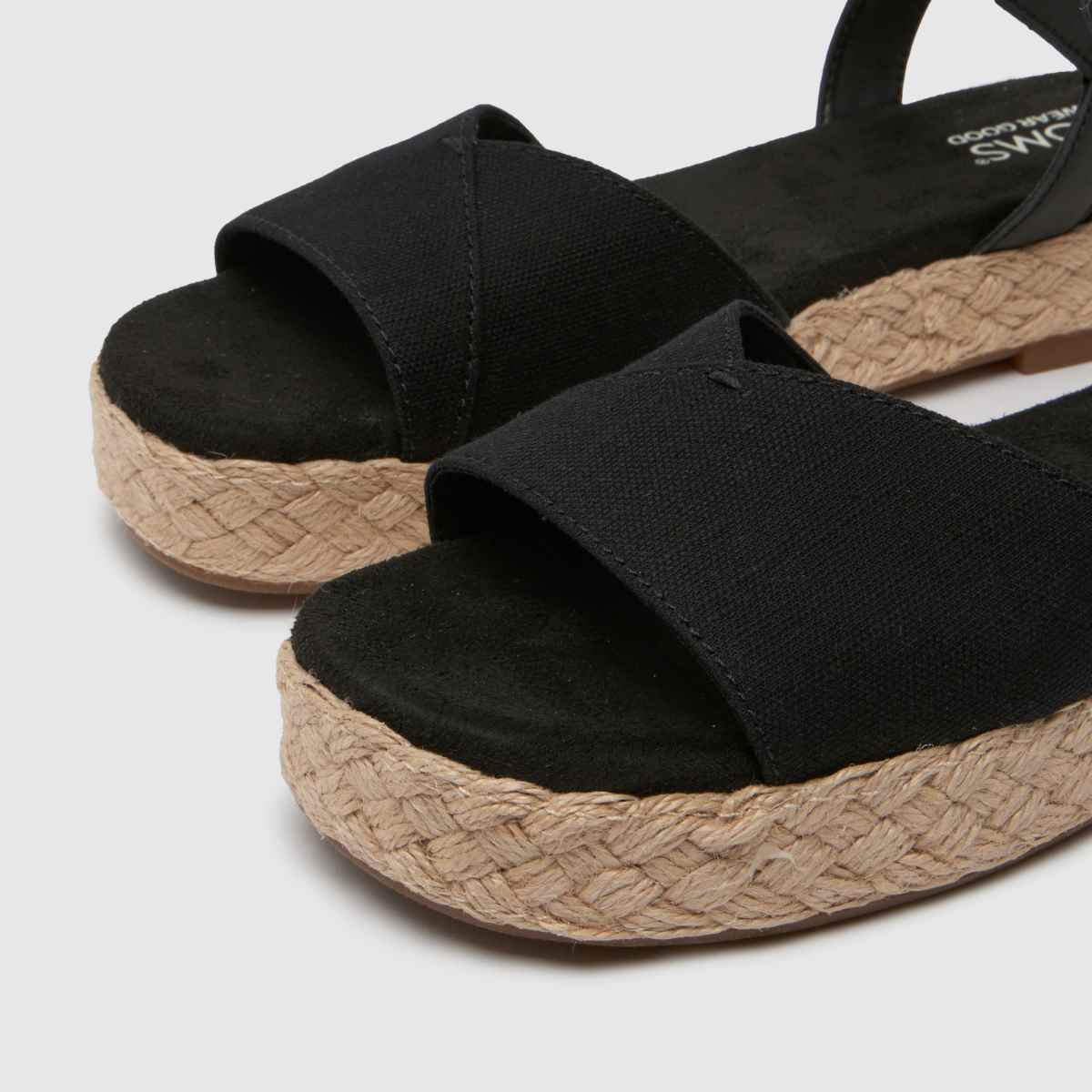 Toms Sandals Black Flatform Espadrille Sandals Womens Black