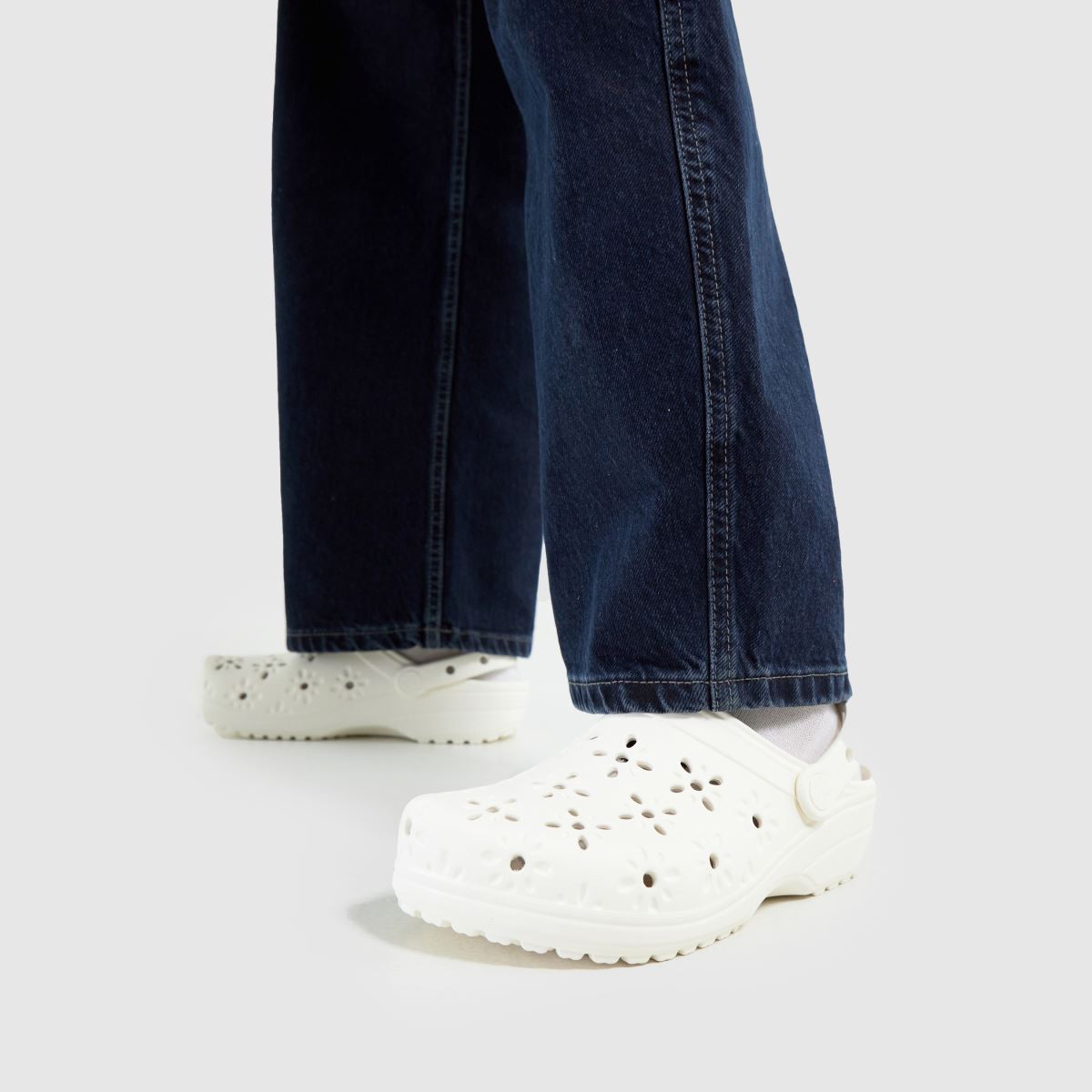 Crocs Classic Floral Cut Out Clog in White Crocs Classic Floral Cut Out Clog 8