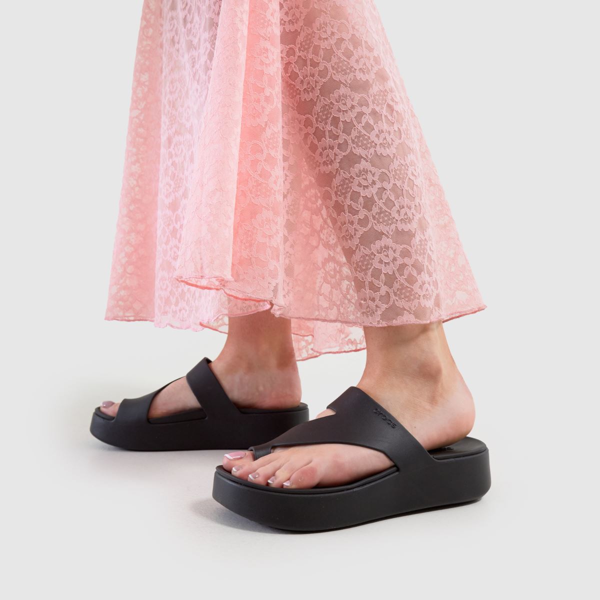 Platform Sandals Toe Loop Womens Black Crocs Getaway Platform Toe