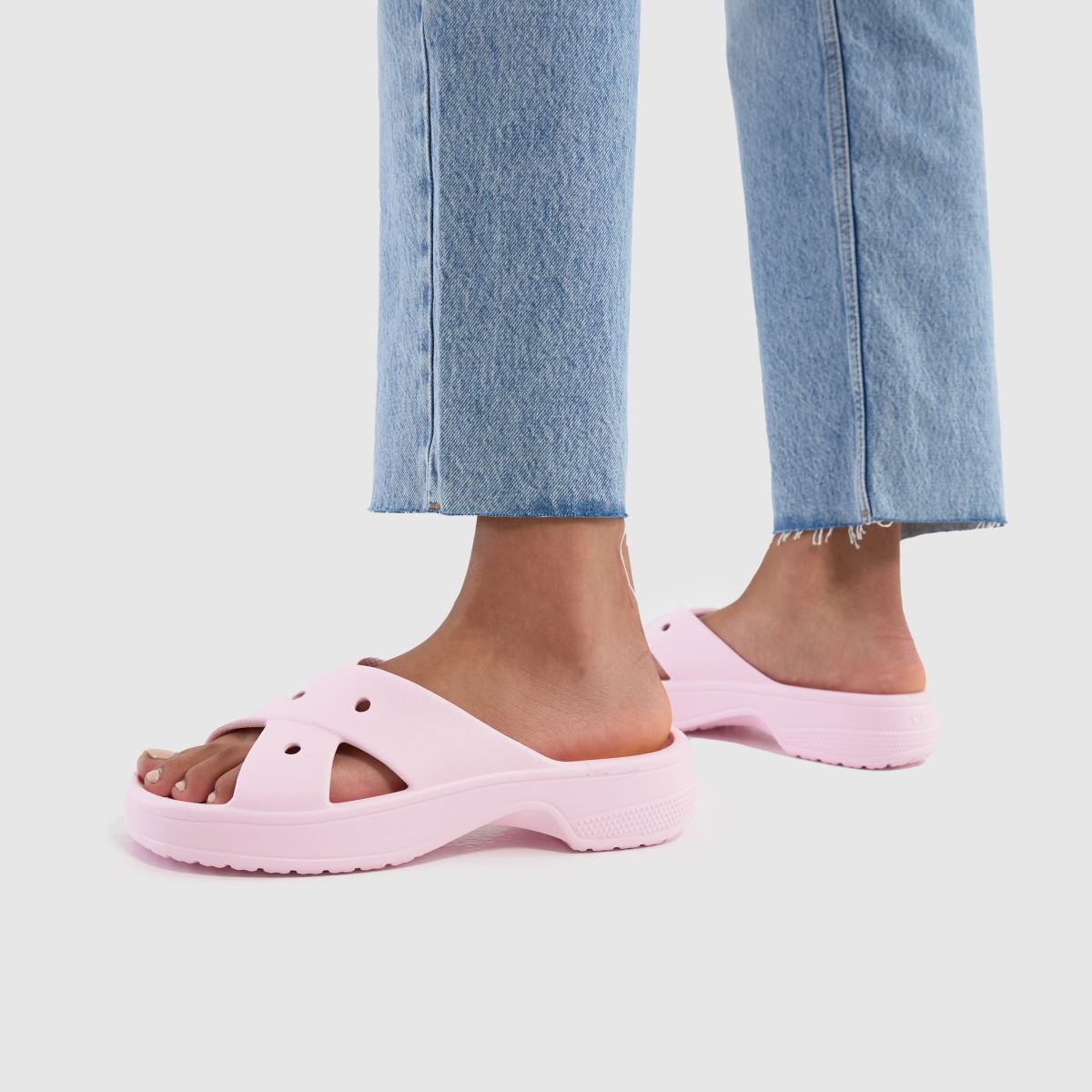 Crocs Cross Strap Slide in Pink Crocs Cross Strap Slide 8