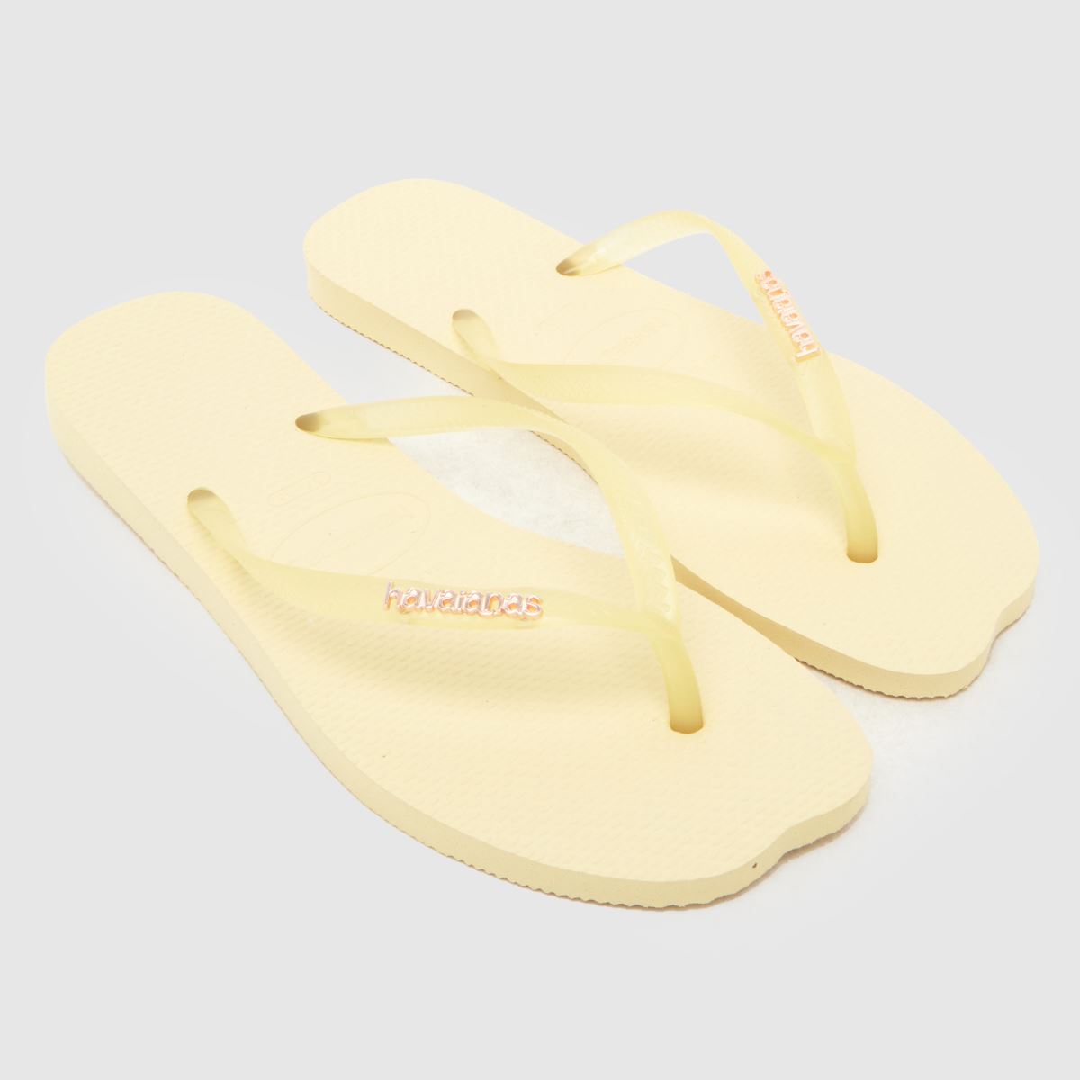 Havaianas Slim Split Sandals in Pale Yellow