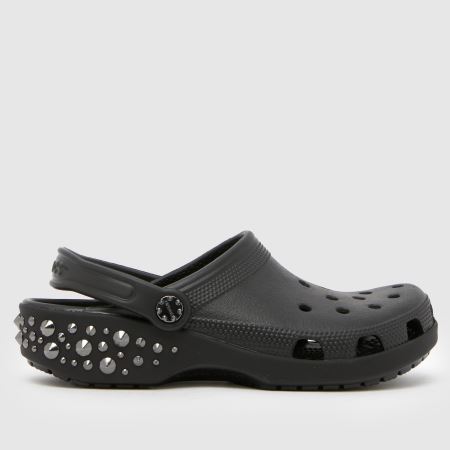 Womens Black Crocs Classic Studded Clog Sandals | schuh