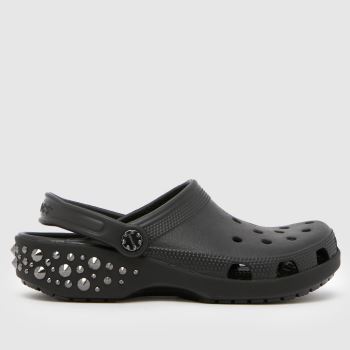 Crocs Black Classic Studded Clog Womens Sandals