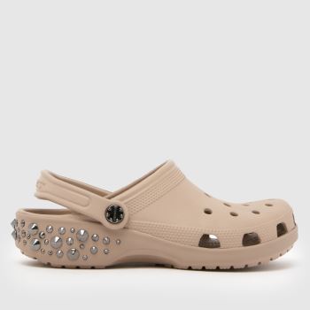 Crocs Taupe Classic Studded Clog Womens Sandals