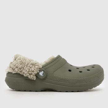 Crocs Khaki Classic Fleece Lined Clog Womens Sandals