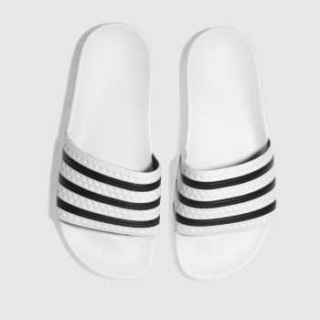 adidas white & black adilette slide sandals adidas white & black adilette slide sandals