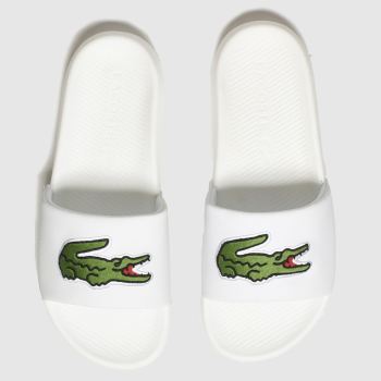 lacoste white & green croco slide sandals lacoste white & green croco slide sandals