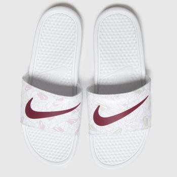 nike white & red benassi jdi sandals nike white & red benassi jdi sandals