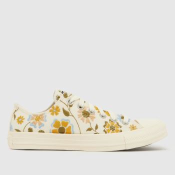 Converse White & Yellow All Star Ox Womens Trainers
