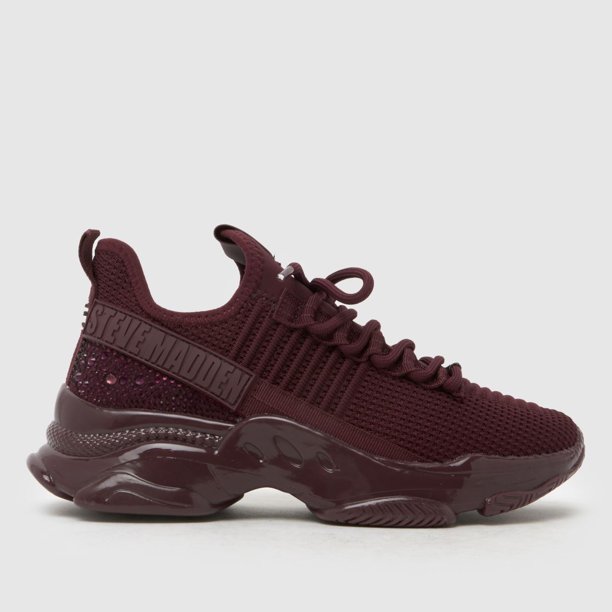 Steve Madden Maxilla Bling Trainers in Burgundy