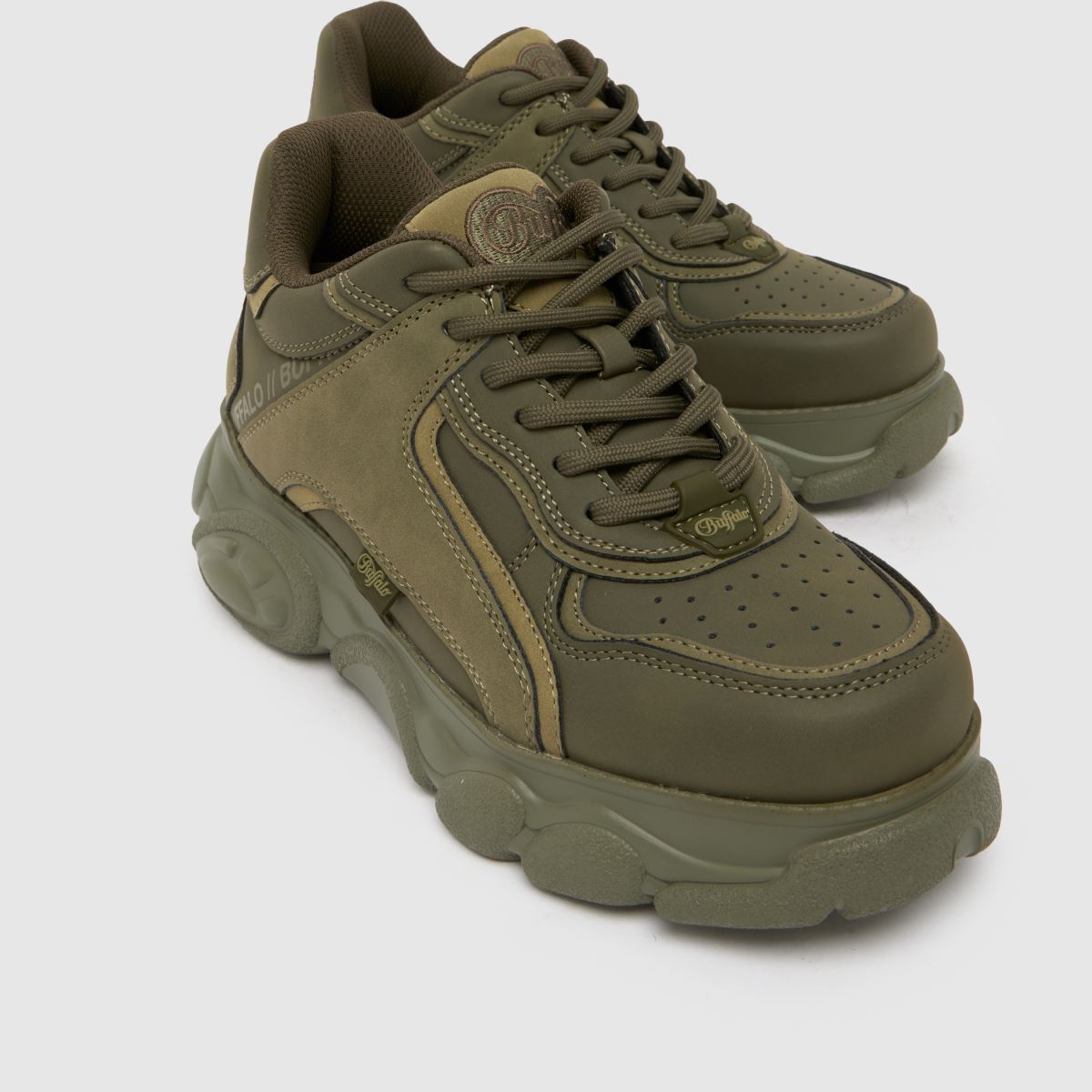 Womens Green Multi Buffalo London CLD Echo Trainers schuh