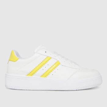 schuh white & yellow macy lace up trainers schuh white & yellow macy lace up trainers