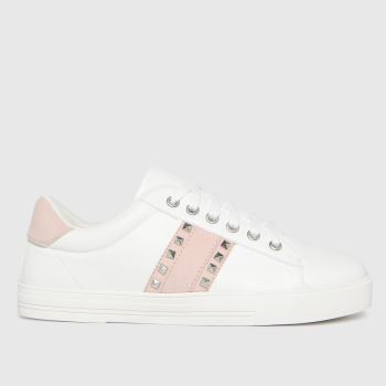 schuh white & pink melissa stud detail trainers schuh white & pink melissa stud detail trainers