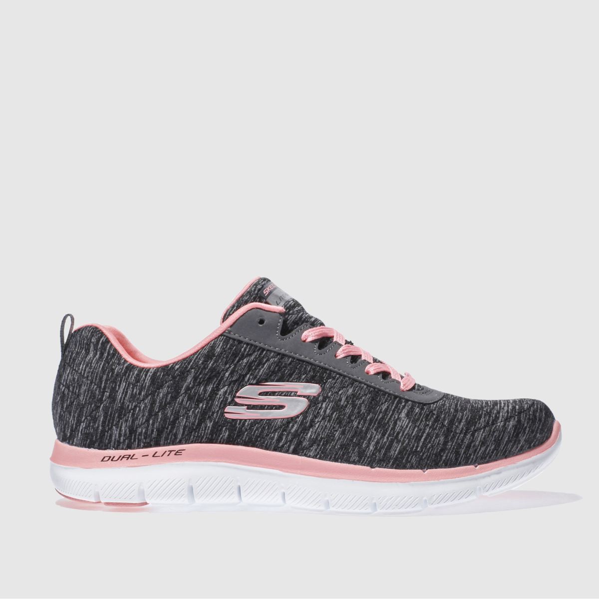 womens dark grey skechers flex appeal 2-0 trainers | schuh