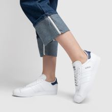 adidas white & navy gazelle trainers