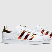 adidas white and gold superstar trainers