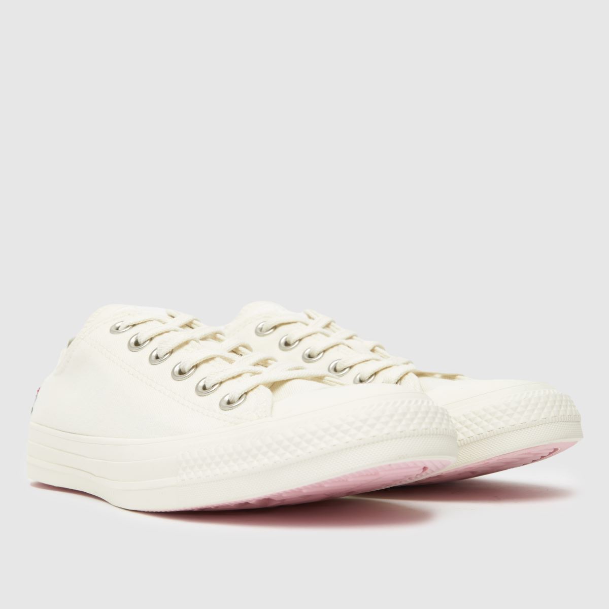 Womens White Converse All Star Embroidered Floral Trainers schuh