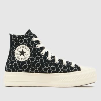 Converse White & Black All Star Lift Hi Womens Trainers