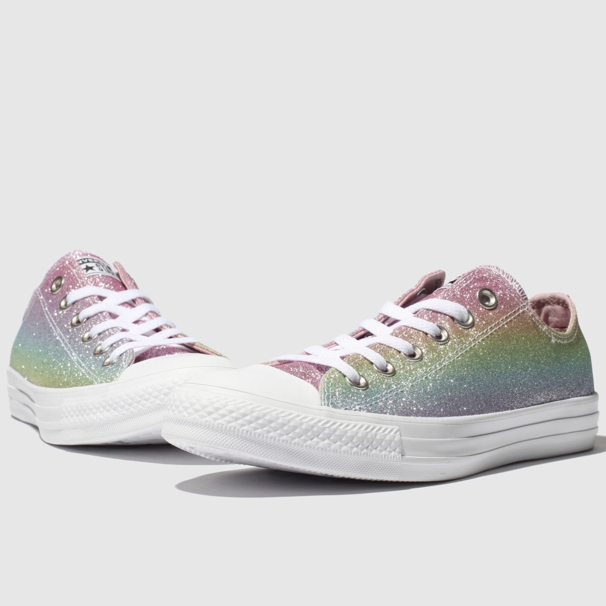 womens multi converse all star rainbow glitter ox trainers schuh