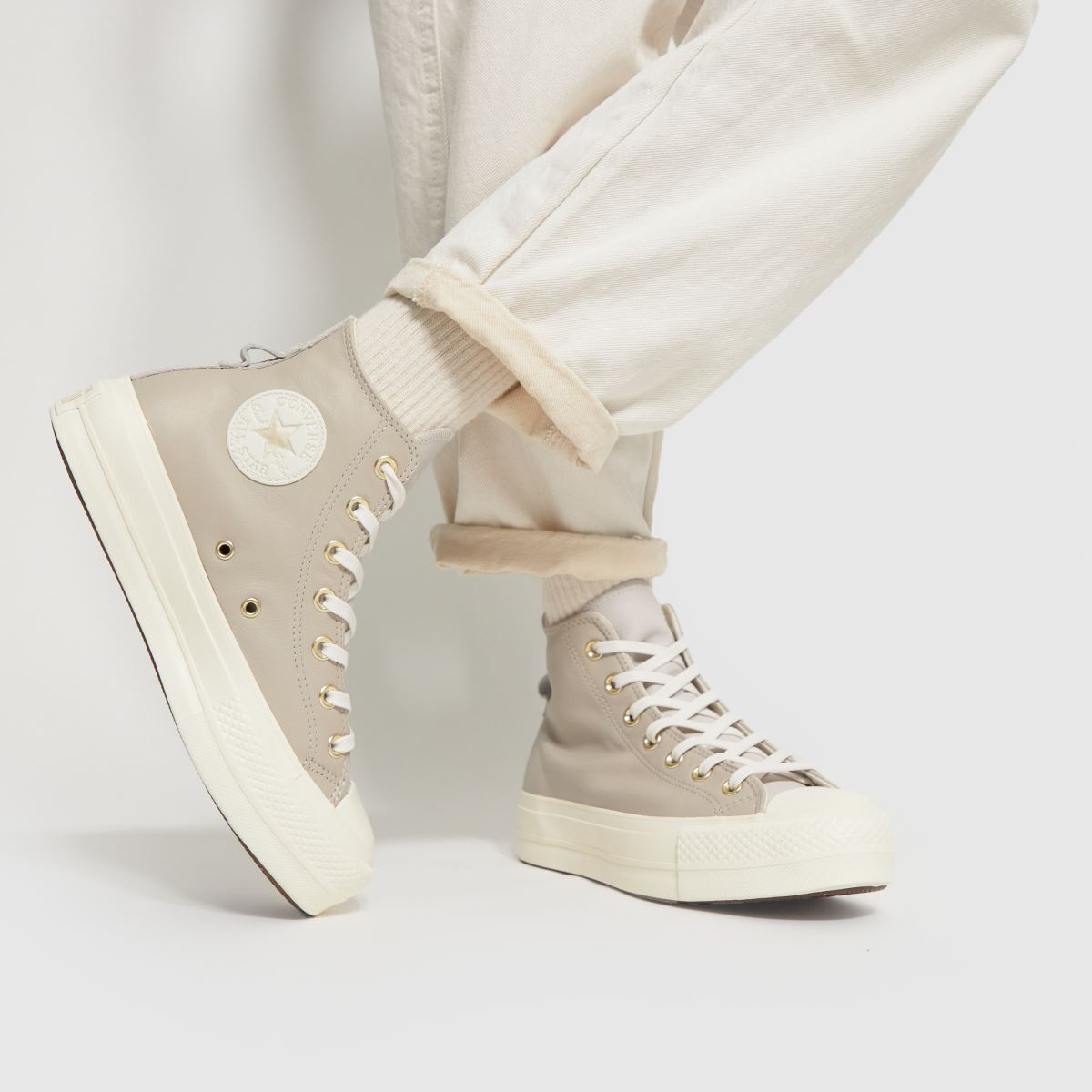 Womens Beige Converse Ctas Lift Hi Trainers | schuh