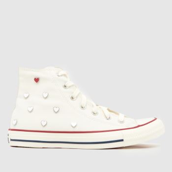 Converse White Chucks In Love All Star Hi Womens Trainers