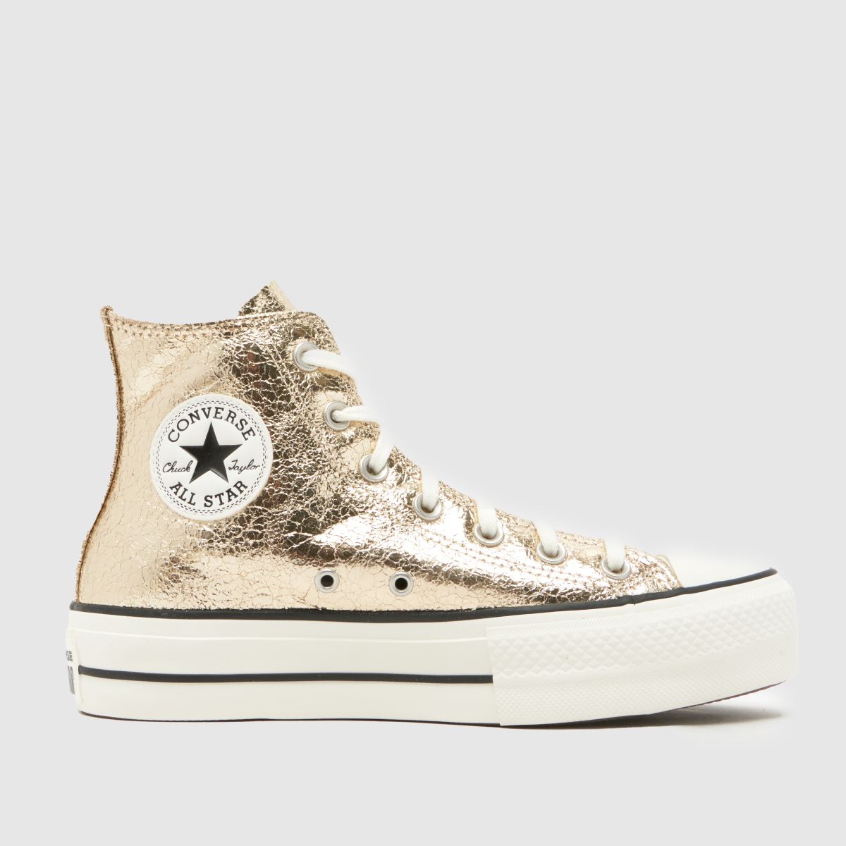 Converse All Star Lift Elevated Shine Trainers in Gold