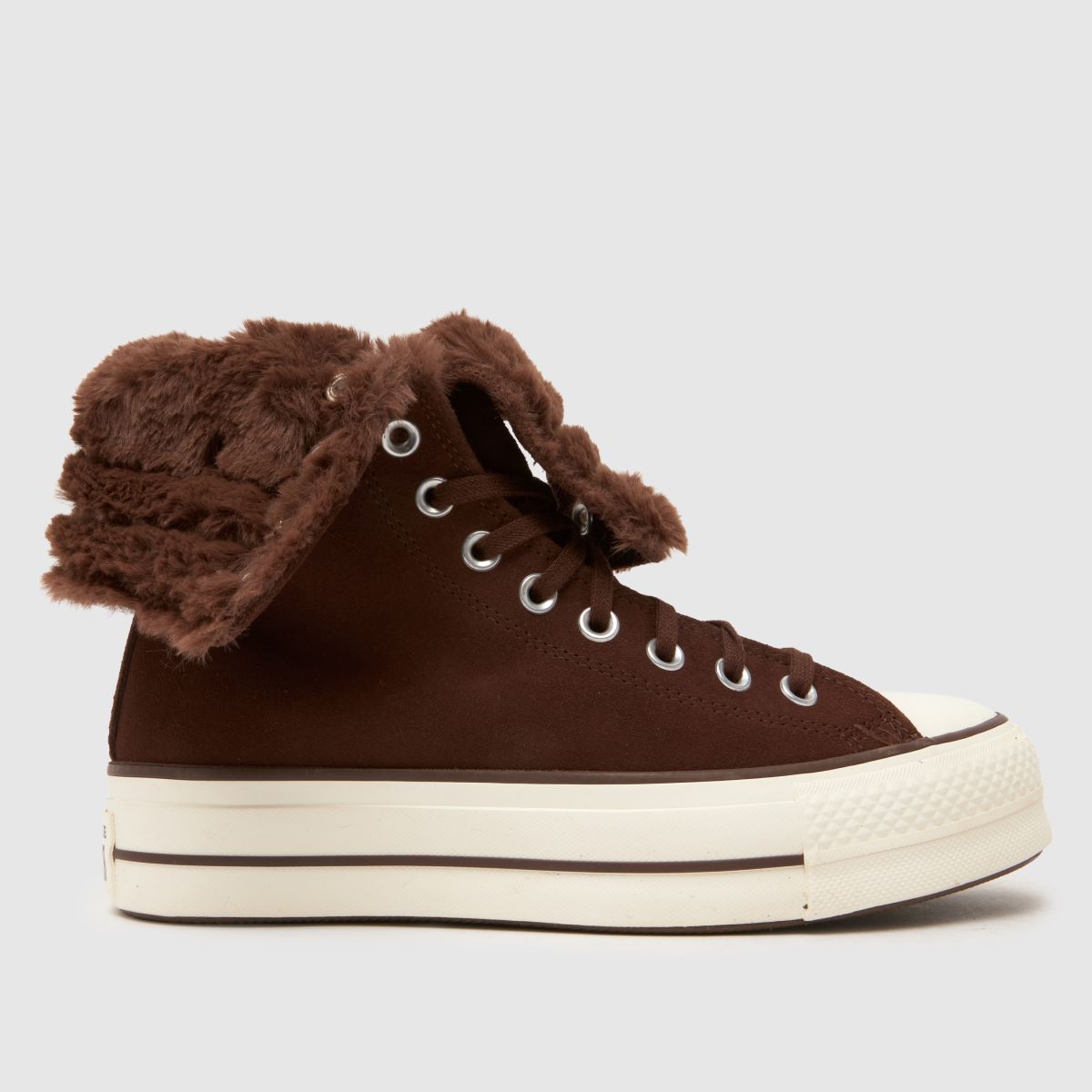 Converse All Star Fold Over Lift Trainers in Brown