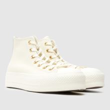 Converse All Star Lift Hi in White & Gold converse Converse All Star Lift Hi in White & Gold,2 of 4