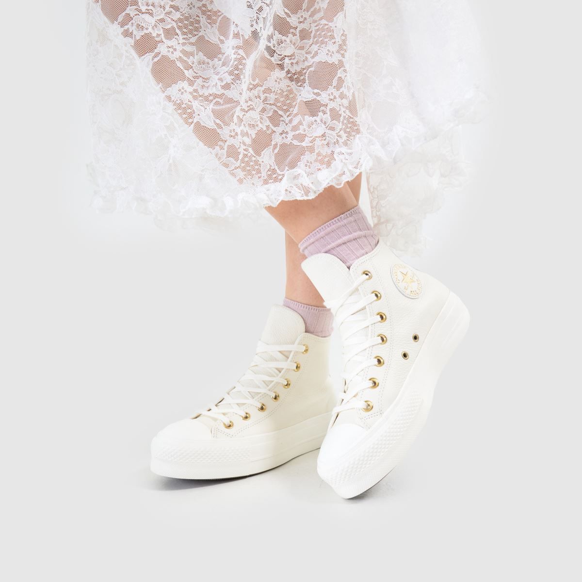 Converse All Star Lift Hi in White & Gold Converse All Star Lift Hi 8