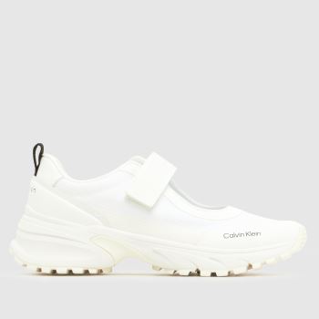 CALVIN KLEIN White Hike Runner Mary Jane Slipon Womens Trainers