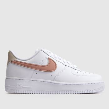 Nike White & Pink Air Force 1 Womens Trainers