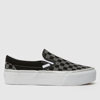 Vans Black & Grey Classic Slip On Platform Womens Trainers