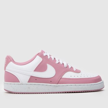 white and pink court vision trainers