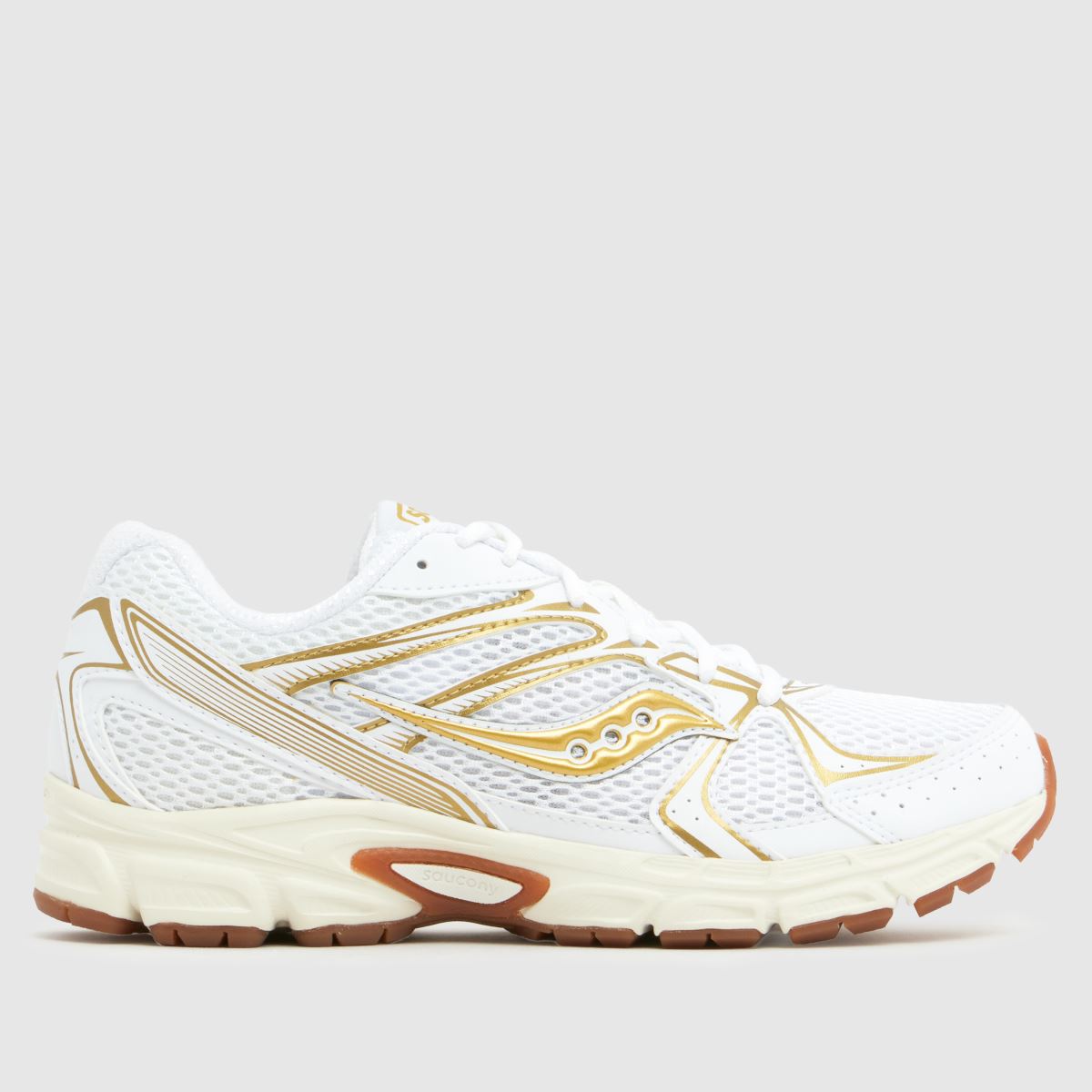 Saucony Ride Millennium Trainers in White & Gold