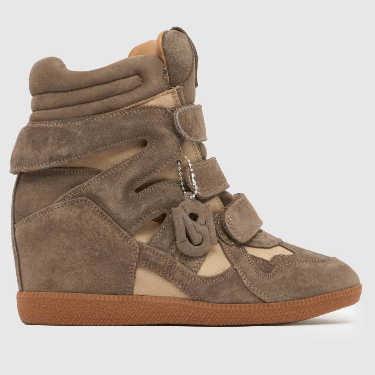 Steve Madden Mavis Wedge Trainers in Taupe