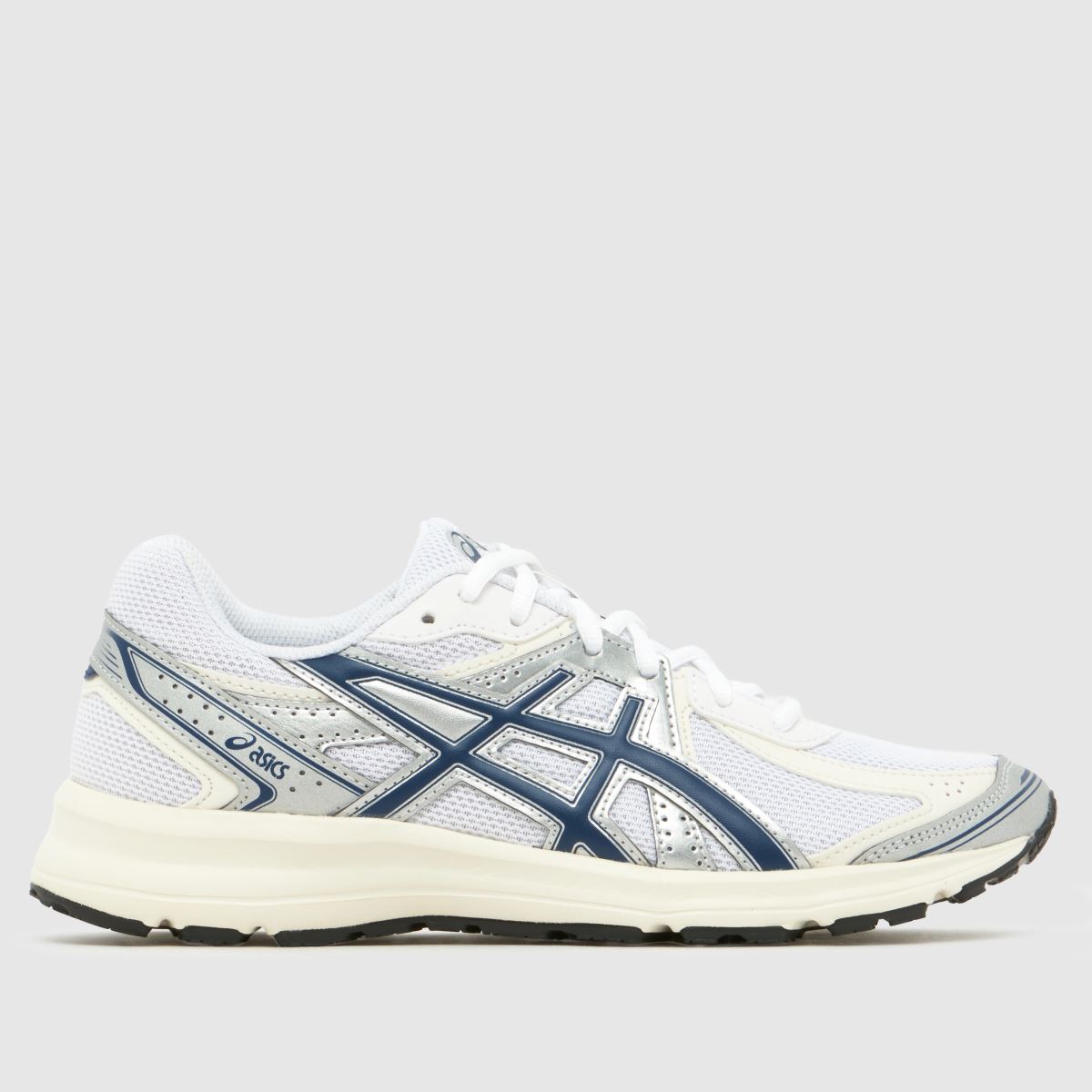 ASICS JOG 100S Trainers in White & Navy