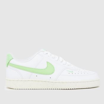 Nike White & Green Court Vision Womens Trainers