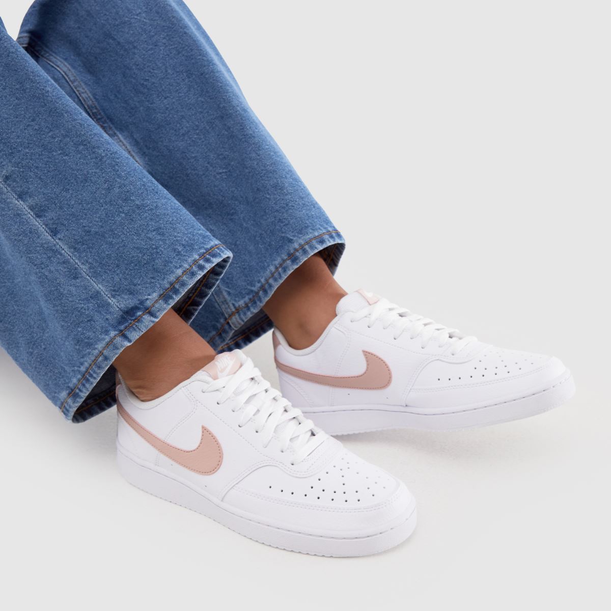 Nike Women's Court Vision Low Next Nature Trainers, White/Pink Oxford, Size 4, Women