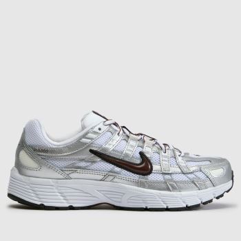Nike White & Silver P-6000 Womens Trainers
