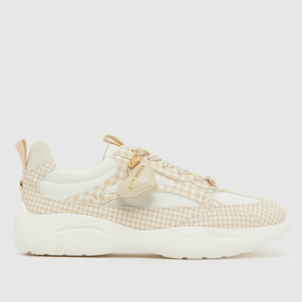 Steve Madden Premio Gingham Trainers in Beige Multi