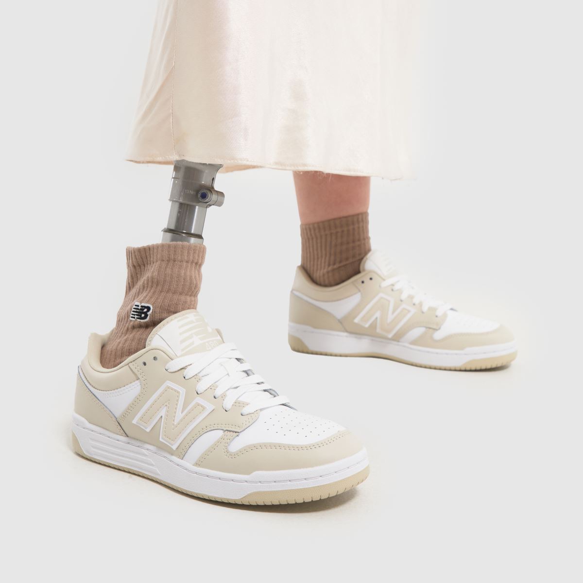 New Balance 480 Trainers in White & Beige New Balance 480 Trainers in White & Beige