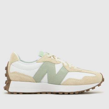 New Balance White & Green 327 Womens Trainers