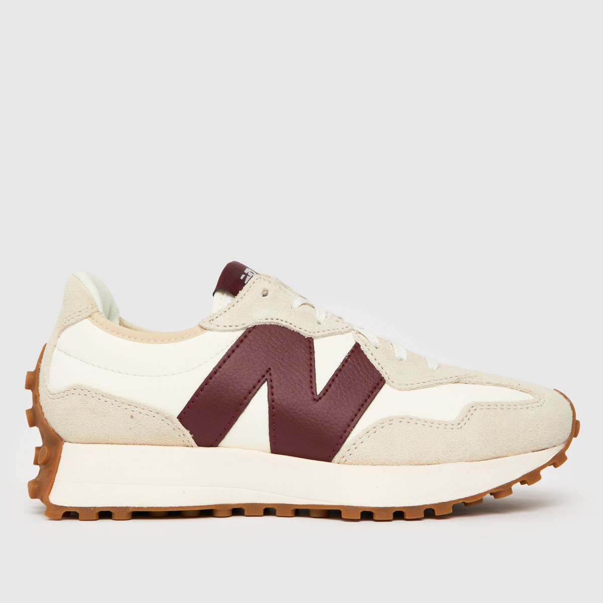 New Balance 327 Trainers in White & Burgundy