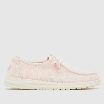 HEYDUDE Pale Pink Wendy Stretch Jersey Womens Trainers