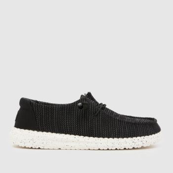 HEYDUDE Black & White Wendy Stretch Sox Womens Trainers