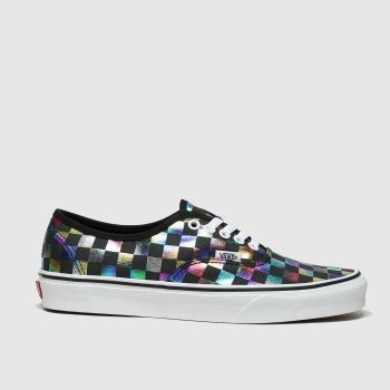 vans black & silver authentic iridescent check trainers vans black & silver authentic iridescent check trainers